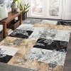 Acekool 5x7 Machine Washable Abstract Geometric Area Rug, Non-Slip, Low Pile, Non-Shedding Brown Carpet for Living Room, Bedroom - 2 of 4