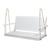 Wooden Porch Swing, Outdoor Patio Accent Furniture, Outdoor Bench Swing Chair With Hanging Chains - 4 of 4