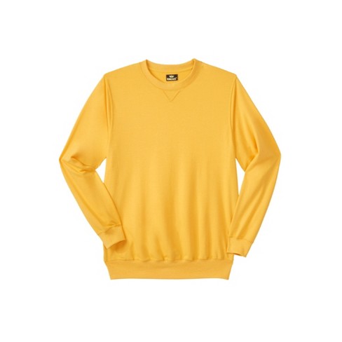 KingSize Men's Big & Tall Lightweight Terry Crewneck Sweatshirt - Tall - L,  Gold Yellow