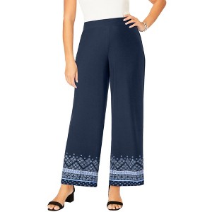 Jessica London Women's Plus Size Everyday Stretch Knit Wide Leg Pant - 1 of 4