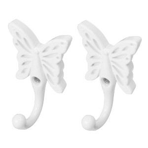 Unique Bargains Zinc Alloy Wall Mounted Butterfly Shaped Towel Coat Hook 2 Pcs - 1 of 3