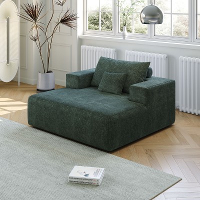 NicBex Couches for Living Room 55" Chenille Sponge Sofa Lounge Chair Fluffy Modern Sleeper Chair with 2 Throw Pillows, No Assembly Required, Grey