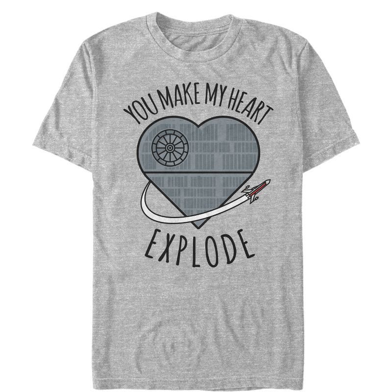 Men's Star Wars Valentine Death Star Heart T-Shirt, 1 of 5