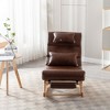 Solid Wood Ergonomic Rocking Chair, PU Accent Chair with Retractable Footrest - Maison Boucle - 2 of 4