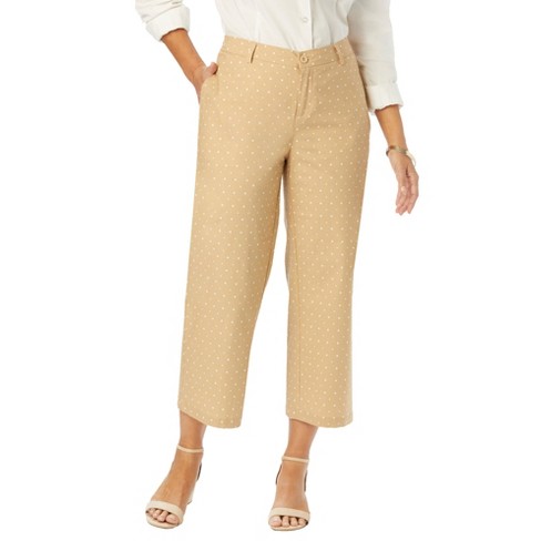 White Cotton Poplin Button Front Pull On Pants