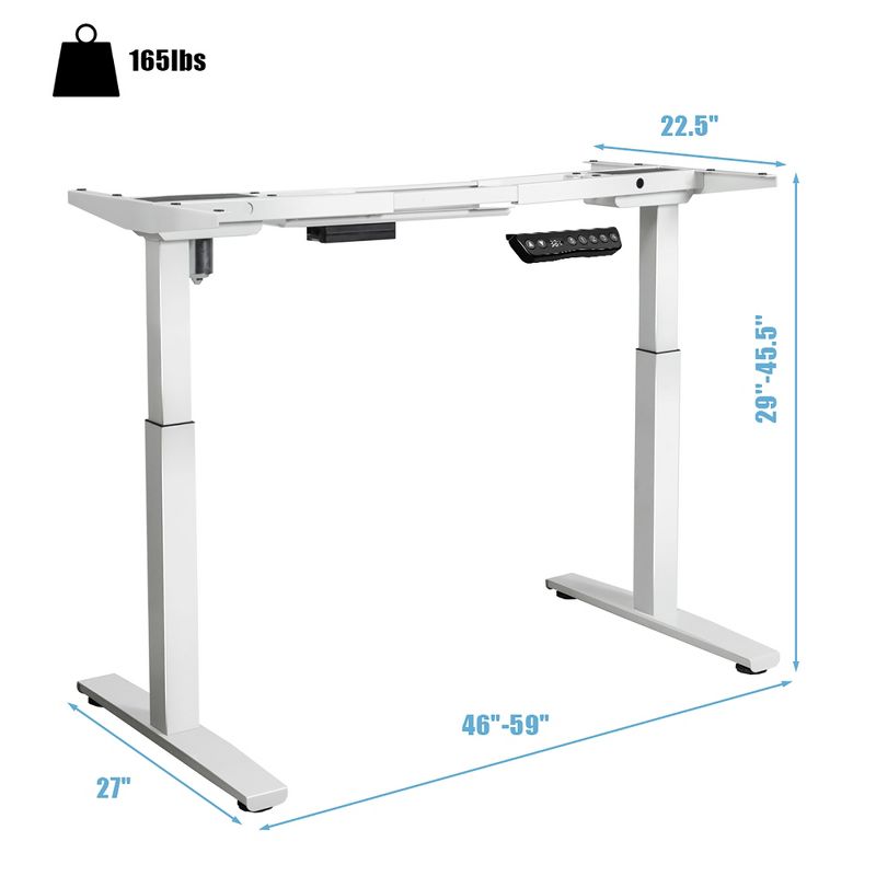 Costway Electric Stand Up Desk Frame Single Motor Height Adjustable w/ Controller White\Black, 3 of 11