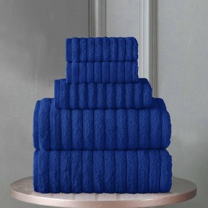 BAGOKIE 100% Turkish Cotton Corduroy Ribbed Bath Towels 6-Piece Set - 1 of 4
