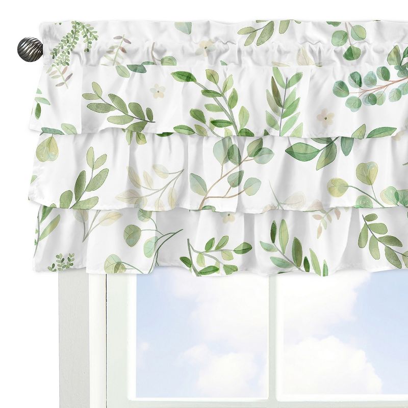 Sweet Jojo Designs Window Valance Treatment 54in. Botanical Green and White, 4 of 7