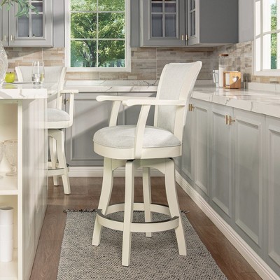 Williams 27" White Pepper Oak Wood Swivel Counter Stool