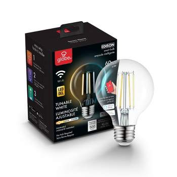 Smart 60W Equivalent Vintage Filament Tunable White LED Wi-Fi Enabled Voice Activated G25 E26 Light Bulb
