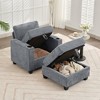 Hyleory Chenille Storage Accent Chair with Ottoman,Upholstered Comfy Sofa Armrest chair for Living Room Bedroom - 2 of 4