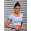 INSPIRE CHIC 3 Packs Women's U Neck Short Sleeve Deep V Back Shapewear Workout Tank Tops with Bulit in Bra - 4 of 4