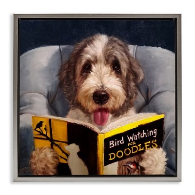 Stupell Industries Dog with Bird Watching Book, 25" x 25"