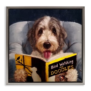 Stupell Industries Dog with Bird Watching Book, 25" x 25" - 1 of 4