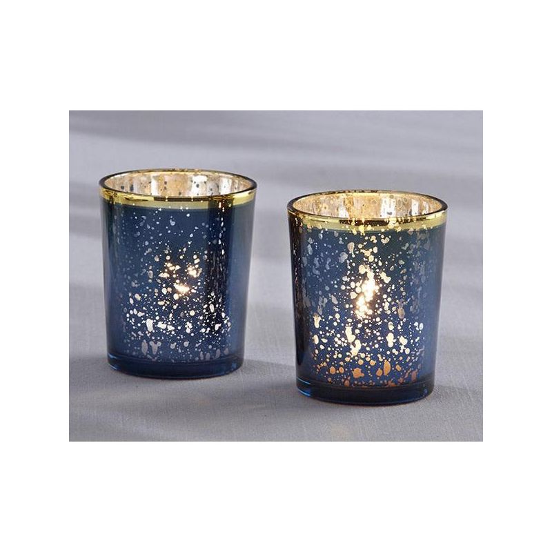 Kate Aspen Blue Mercury Glass Tea Light Holder (Set of 4) | 20191NA, 5 of 12