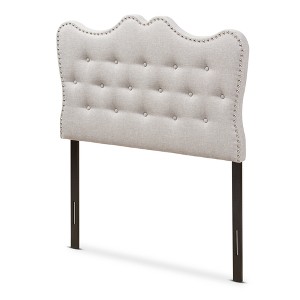 Twin Emma Modern And Contemporary Fabric Headboard Beige - Baxton Studio: Curvaceous, Button-Tufted, Solid Wood Posts - 1 of 4