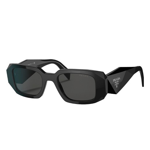  Prada PR 17WS 1AB5S0 Black Plastic Rectangle Sunglasses Grey  Lens : Clothing, Shoes & Jewelry