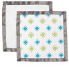 Bacati - Moroccan Tiles Aqua/Lime/Gray Muslin 2 pc Security Blankets - 3 of 4
