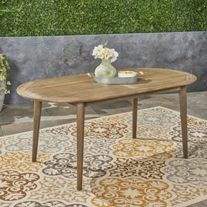 CAVINAS 71 Inch Rectangle Patio Table,Outdoor Dining Table with Acacia Wood Legs,Patio Dining Table for 6 - 1 of 4