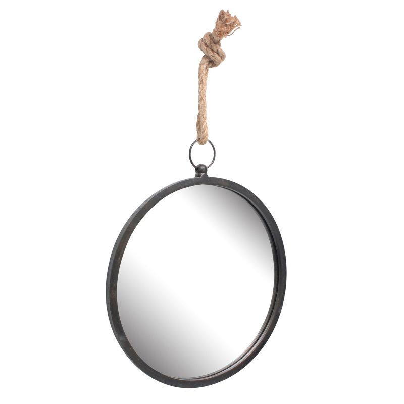 Large Round Metal Wall Mirror with Rope Hanging Loop - Stonebriar Collection, 2 of 7