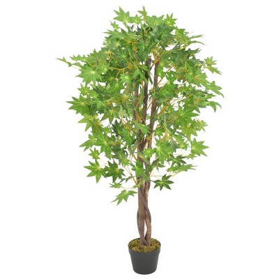 Aghana Digitals 47.2in Realistic Artificial Maple Tree - Green Leaves, Brown Pot, Maintenance-Free