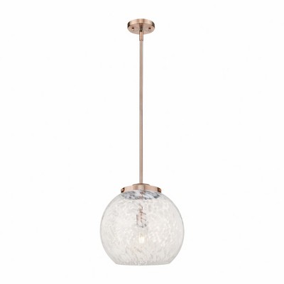 White Mouchette - 1 Light Stem Hung Pendant In Modern Style-17 Inches Tall and 13.75 Inches Wide