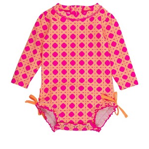 RuffleButts Baby/Toddler Girls UPF50+ Long Sleeve One Piece Rash Guard - 1 of 4