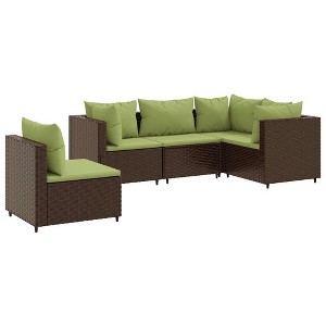vidaXL Patio Lounge Set Brown Poly Rattan, Powder-Coated Steel 5 Piece - 1 of 4