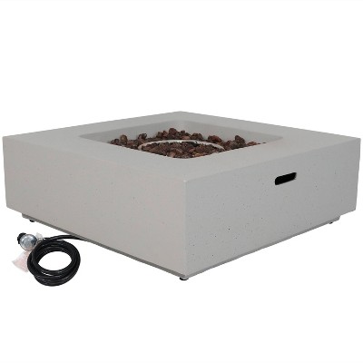 Gray Concrete Square Propane Gas Fire Pit Table