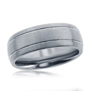 Metallo Brushed Silver Double Stripe Tungsten Ring - Available Sizes:  9 ,  13 ,  12 ,  11 ,  10 - 1 of 3