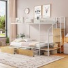 Twin Over Full Metal Bunk Bed with Drawer and Lateral Storage Ladder and Wardrobe, White - 2 of 4