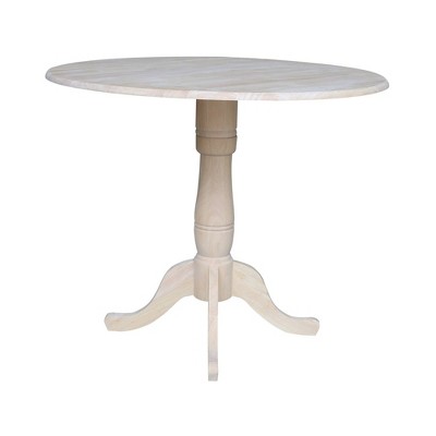 42'' Round White Wood Extendable Counter Height Table