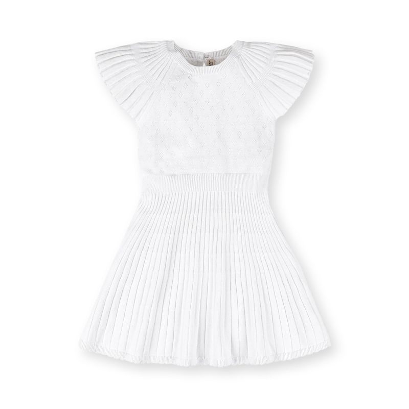 Hope & Henry Girls' Organic Cotton Short Flutter Sleeve Sweater Dress, Infant, 1 of 8