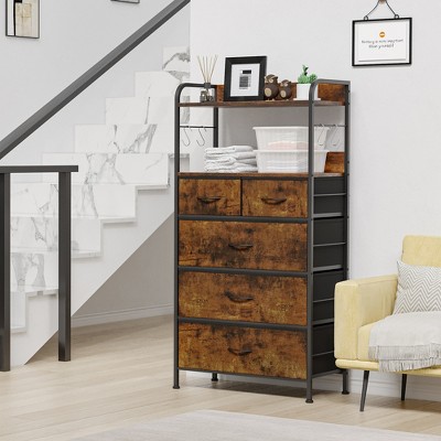 Garvee 5-Drawer Fabric Dresser,Spacious Fabric Organizer Unit with Sturdy Metal Frame,for Closet, Living Room, Hallway, Entryway