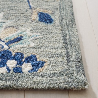Handmade Tufted Wool Rectangular Rug 4' x 6' in Blue