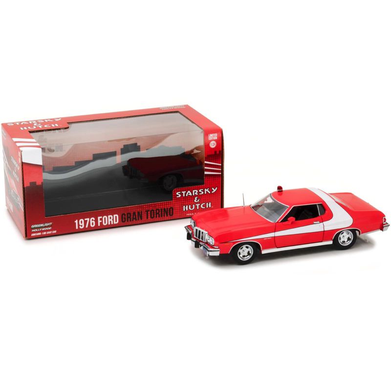 1976 Ford Gran Torino Red with White Stripes "Starsky and Hutch" (1975-1979) TV Series 1/24 Diecast Model Car by Greenlight, 3 of 5