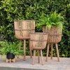 Bencmate Planters Outdoor Garden Bamboo Planters, Flowers Ferns Succulents Planter Pots for Hall Balcong Porch Home, 3 Pcs, Brown, 15"*15"*26" - 3 of 4