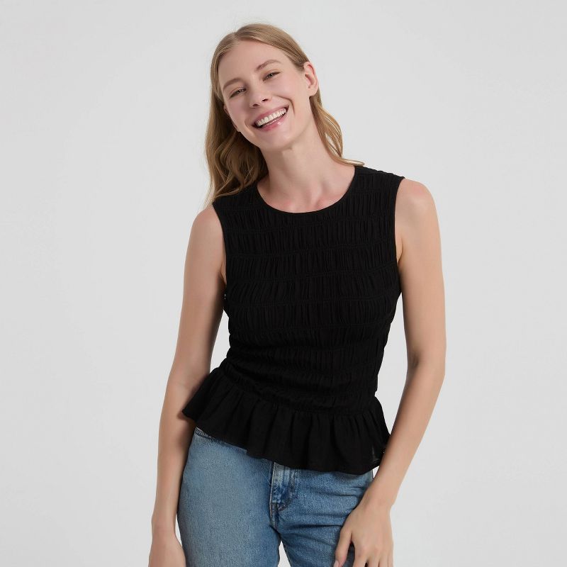 Women's Smocked Blouse - Universal Thread™ Black XS