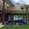 Maggift 7-Piece Patio Seating Set, All-Weather Wicker Rattan Sectional Sofa with One Side Tables for Poolside, Patio, Blue, 41.3" * 28.3" * 29.3" - 4 of 4