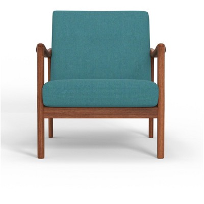 Zephyr Turquoise Mid-Century Modern Wood Lounge Chair