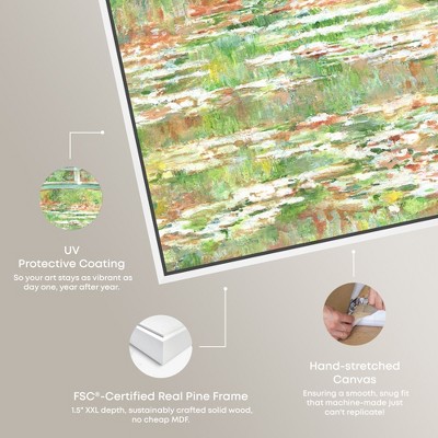 Impressionist Garden Bridge Canvas Print with White Frame, 31" x 21"