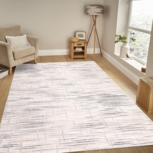 Machine Washable Low Pile Area Rug - Modern Abstract Non-Slip Accent Carpet for Dorm, Bedroom & Living Room - Fade & Stain Resistant - 1 of 4