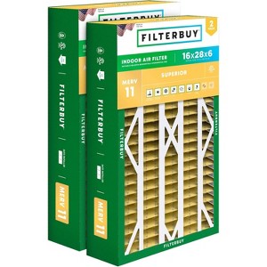 Filterbuy 16x28x6 Air Filter (2-Pack), Pleated MERV 11 Allergen Defense Replacement HVAC AC Furnace Filters for Aprile Space-Gard 401 / 2400 & Lennox - 1 of 4