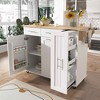 MAYEERTY White Kitchen Island with Drop Leaf, Rolling Cart 3-Tier Pull-Out Organizer 2 Drawers Internal Rack Towel Rack - 2 of 4