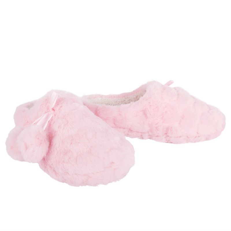 Jessica Simpson Girls Plush Hearts and Pom Pom Clog Slippers w/ Memory Foam, 5 of 6