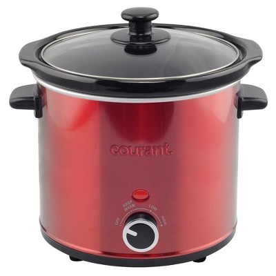 Courant 3.2 QT (1.6-QT Each Pot) Double Slow Cooker - Red, 1