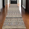 Tan Blue and Orange Striped Hand Knotted Area Rug - 2 of 4