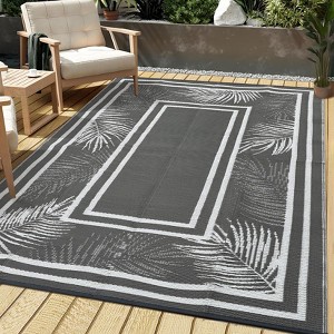 Outdoor Rug Modern Carpet Waterproof Plastic Straw Rug UV-Resistant Reversible Mat for Camping RV Porch Deck Balcony Beach - 1 of 4