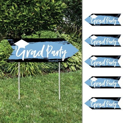 Big Dot of Happiness Light Blue Grad - Best is Yet to Come - Arrow Light Blue Grad Party Direction Signs - Double Sided Outdoor Yard Signs - Set of 6