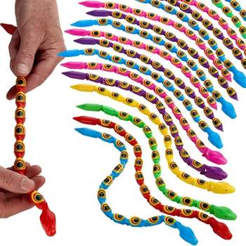 Kicko 15'' Long Plastic Toy Snakes with Movable Pieces - 24 Pack